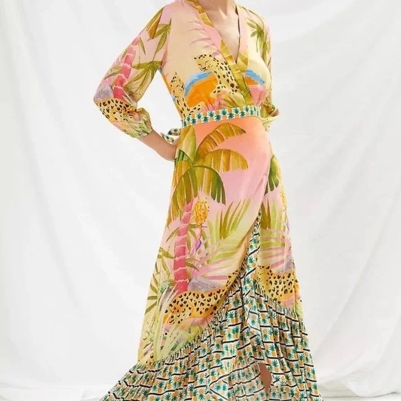 farm rio wrap maxi dress FARM Rio | Dresses | Farm Rio Striped Scarf Wrap Maxi Dress In Rainbow S